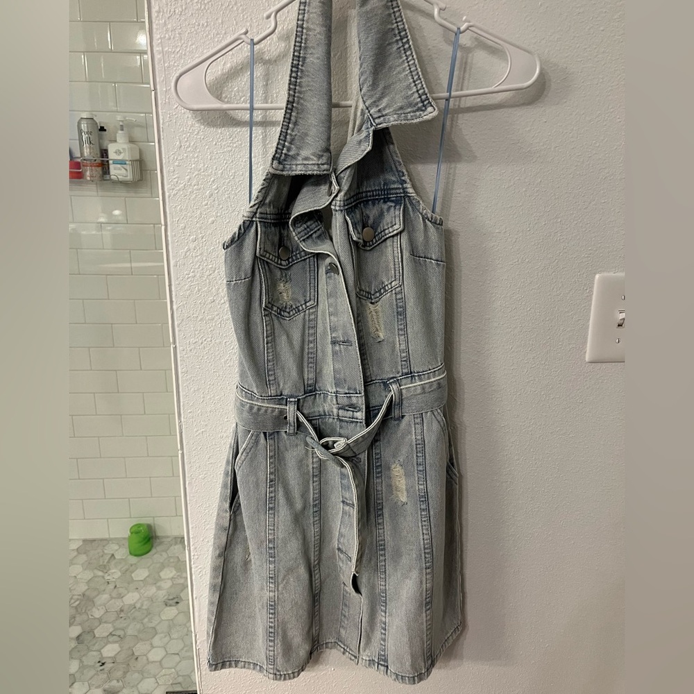 Boutique Denim Halter Dress - Picture 3 of 4
